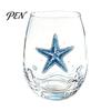 Beach House Kitchen Decor Marine Animal Theme Clear Glass Tumbler, Handcrafted Painted Glassware, Artistic Nautical Decorative Cup Creative