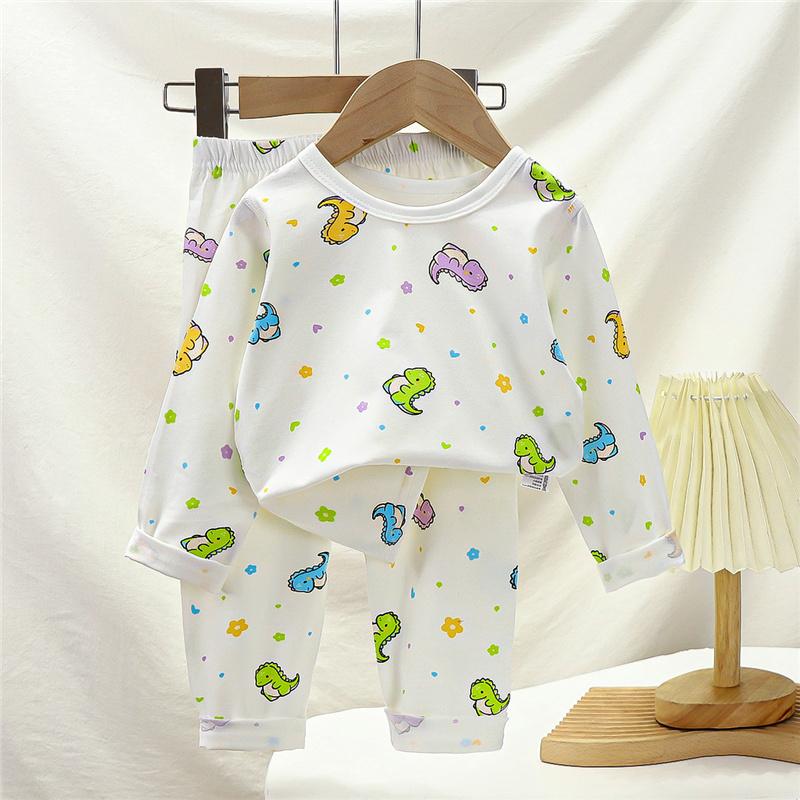 Kids Underwear Set Cotton Thermal Pajamas Boys Girls Stretchy LYCRA Long Sleeve Top Pants Homewear Sleepwear
