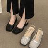 Mesh Hollow Bag Head Sandals Women's 2025 New Summer French Mary Jane with Skirt Temperament Thick Heel Single Shoes