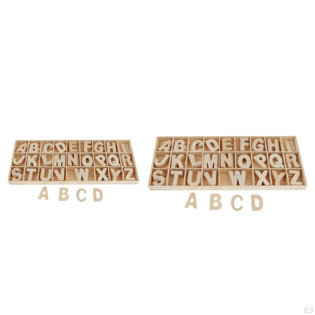 Alphabet Letters Made of Wood – Educational Toy for Spelling Unfinished Wooden