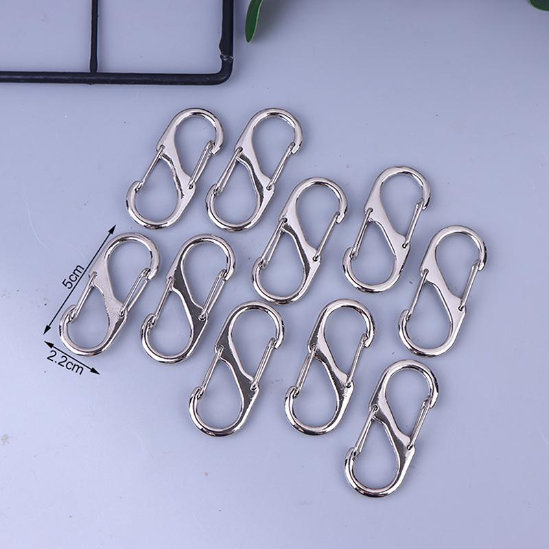 10 Peças Ganchos S Metal Ecológico Clipe de Chave Camping Mochilas Seguras Fixador Mosquetão Chaveiro Estável Ferramentas de Sobrevivência na Selva