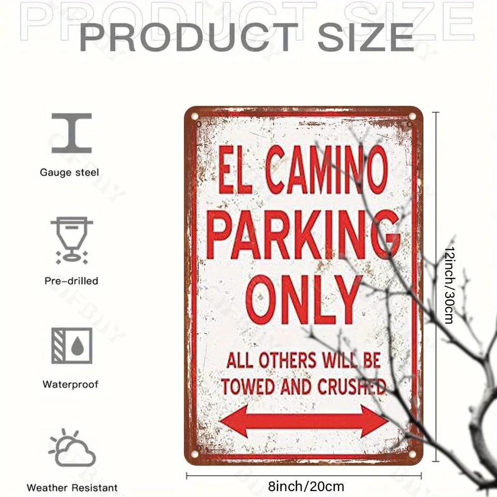 

1pc Rustic El Camino Parking Sign, Aluminum Wall Art. UV Printed, Waterproof & Dustproof. Ideal for Home, Bar, Cafe Decor. 20x30cm белый