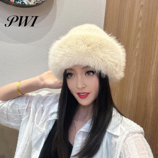 Protective Hairstyle Hat Women Winter Thick Plush Faux Fur Heat Retention Windproof Mongolia Style Knit Cap Bucket Solid Color Outdoor Cycling Skiing