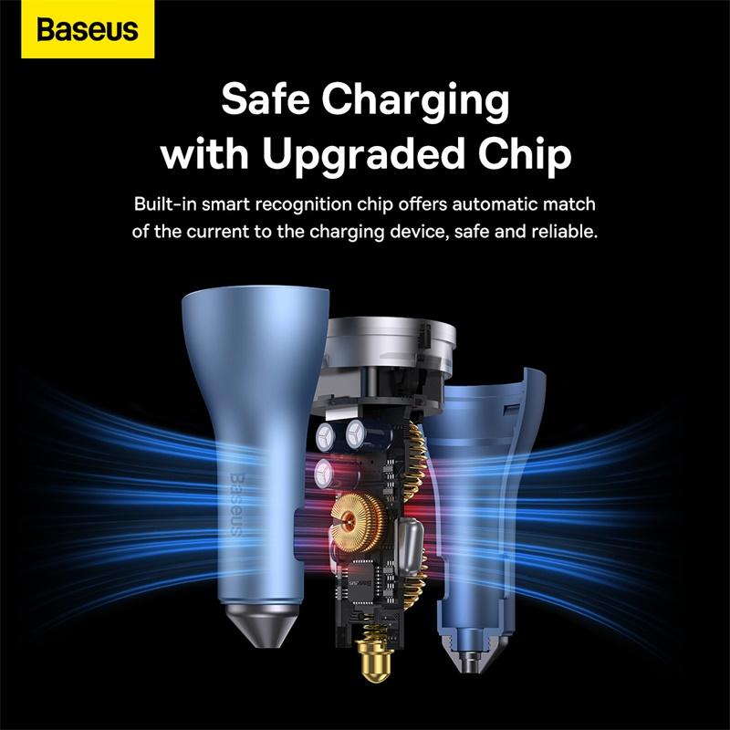 Baseus Golden Contactor Pro Triple Fast Charger 65W Dual Type-C + USB Car Charger
