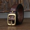 Retro High Quality Pure Cowhide Belt Men and Women Genuine Leather Korean Style Trendy Copper Buckle Casual Belt
