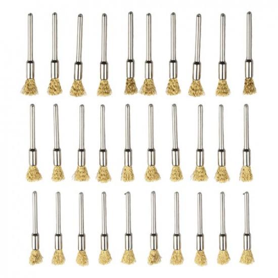 Wire Wheels Set Rust Remover 30pcs Brass Pencil Polishing Brushes Drill