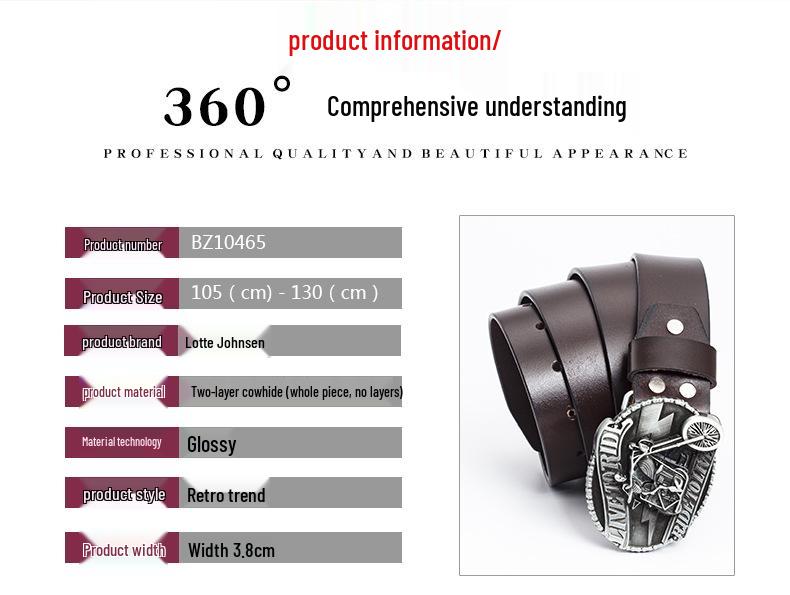 Skull Motorcycle Belt: European & American Men's Casual Trend