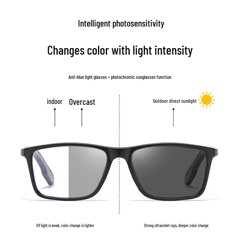 Unisex Photosensitive Color-Changing Multifocal Glasses, Non-Slip Silicone Frame, Anti-Blue Light, for Indoor/Outdoor Sports