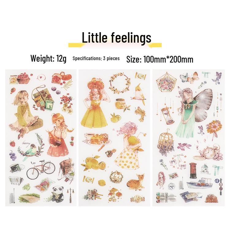 Handmade Fresh Style Stickers: 3 Sheets for DIY Albums & Journals