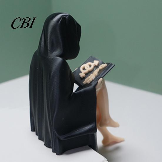 Halloween Decor Statue Black Robe Girl Ornament, Dark Style, with Balanced PLA Material Figurine Base Sitting Figurine, Durable Detailed Texture