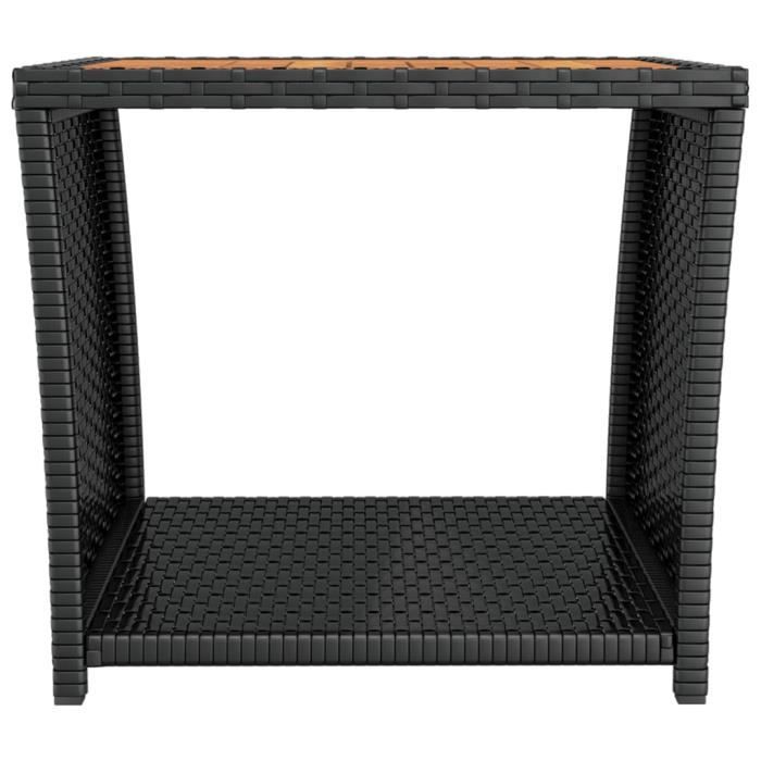 VidaXL Tea Table and Wooden Top Black Woven Resin Solid Acacia 319558
