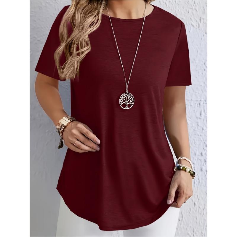 Spring Summer Solid Color T-shirt Loose Elegant Back Button Fashion Shirt