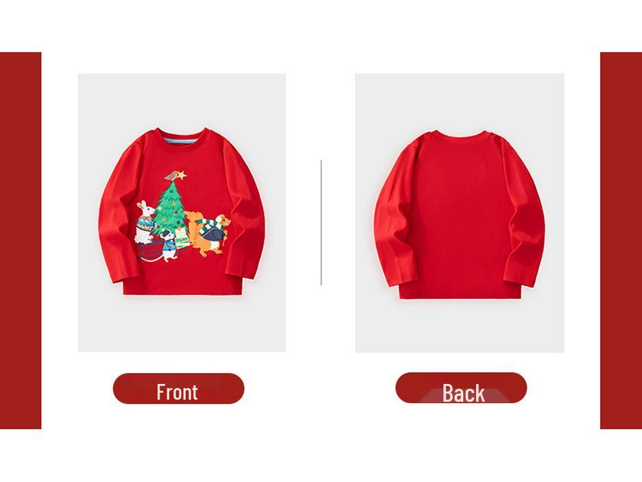 European & American Kids' Autumn/Winter Christmas Long-Sleeve Cartoon T-Shirt Pullover