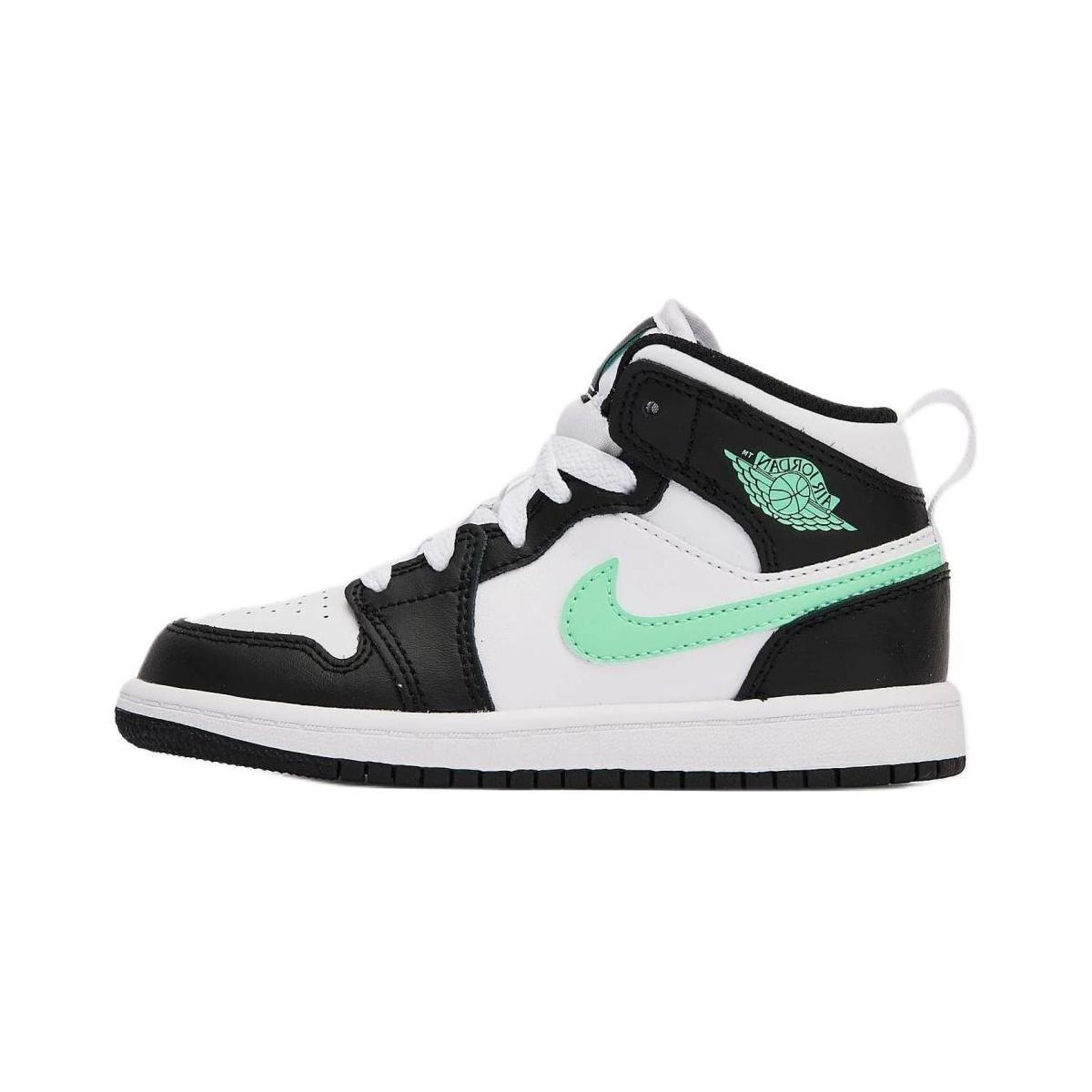 

New Jordan Kids Air Jordan 1 Mid Green Glow Sneakers DQ8424-103 28