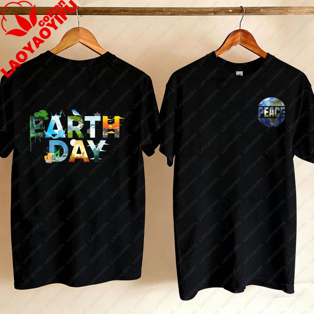 Earth Day EnvironUnisextal Protection Save Tree Animals Cotton TShirt Harajuku Oversized T Shirt Aesthetic Shirts for Women Tops