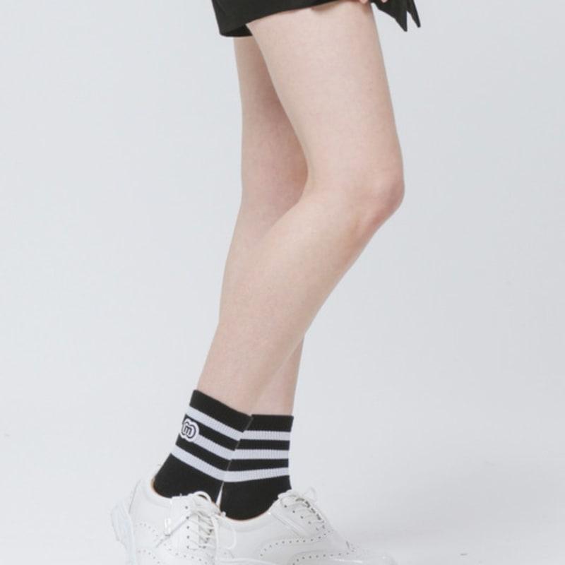 DOYOUKNOWMC ALL SEASON Schwarz Weiß Gestreifte Knöchelsocken mit Rippen