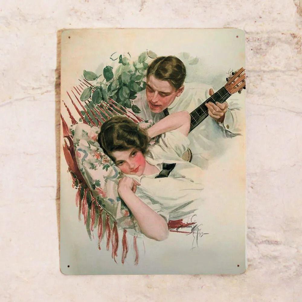 Vintage Metal Sign Guitarist Lover Home Wall Decor 20x30 cm