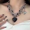 1 Piece Multi-layer Black Silver Beaded Heart Necklace Sweet Cool Style Daily Wear / Punk Look / Party Accessories