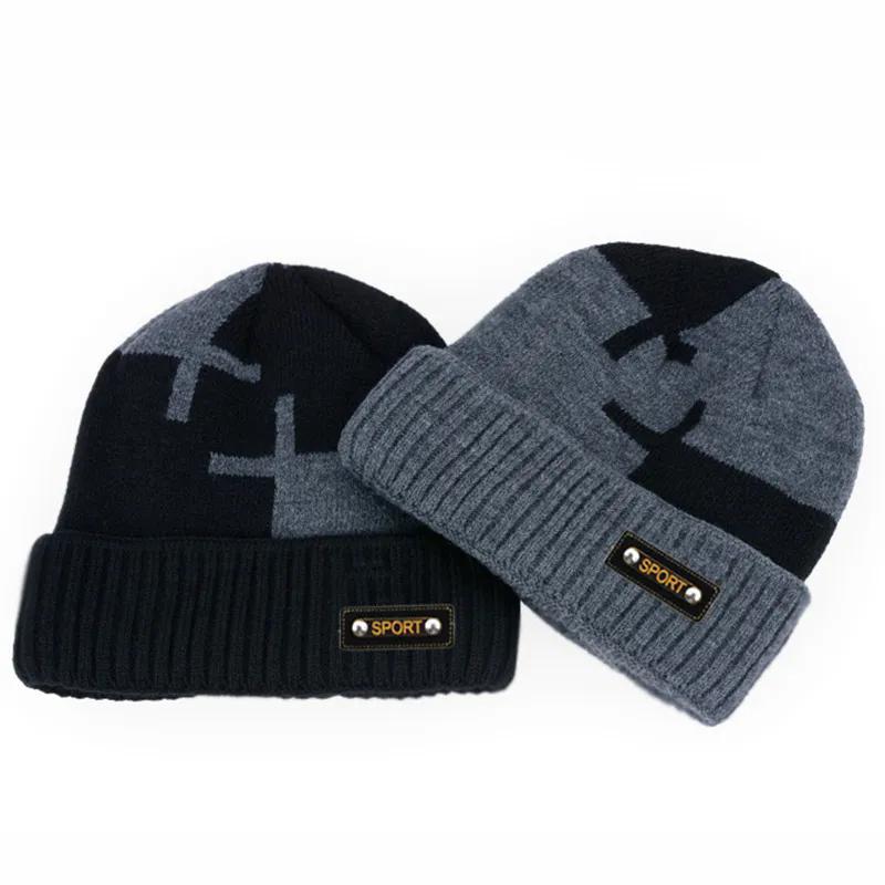 WTEMPO Cold-proof Windproof Outdoor Cycling Knitted Hats Men's Solid Color Thick Fleece Winter Soft Plush Woolen Hats
