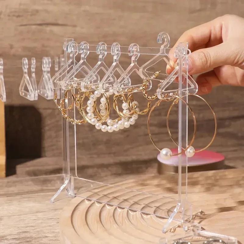 1set/2sets Acrylic Creative Jewelry Racks, Coat Hangers Shape Earring Racks, Cute Gift For Women And Girl, Home Shop Decor