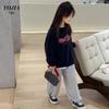 YOJIA Girls' Stylish Loose Straight-Leg Sweatpants for Spring and Autumn 2026