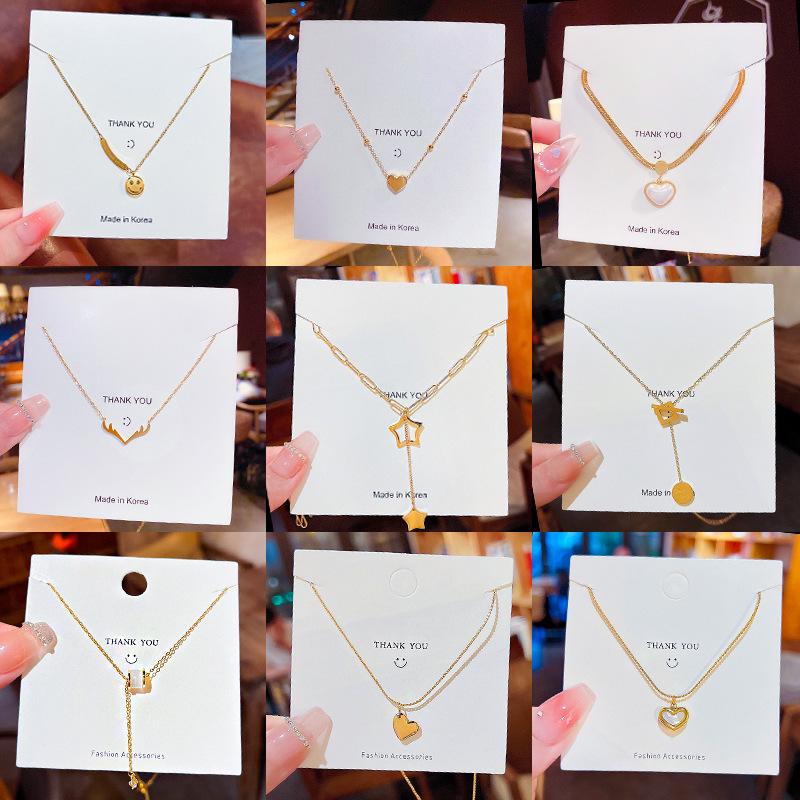Korean 18K Gold Titanium Steel Women's Clavicle Necklace - Versatile, High-End, Non-Fading Temperament Choker.
