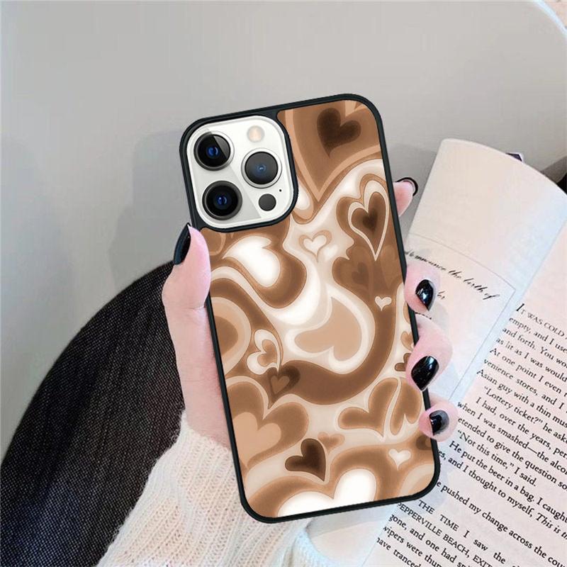 Latte Love Braunes Herz Ästhetische Handyhülle Für iPhone 17 Air 16 15 14 plus 12 13 Pro max Hülle Cover coque