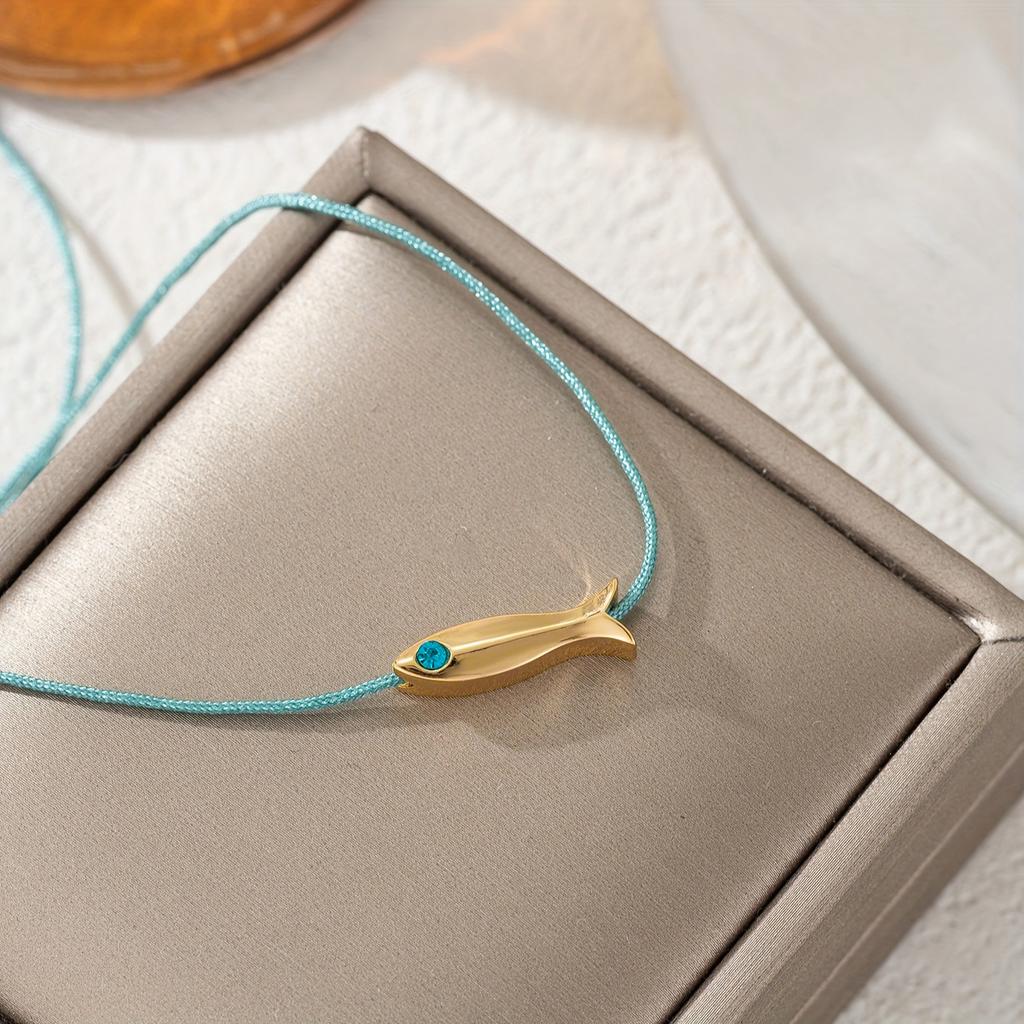 Cavigliere Carine Pesce Blu Donna Ragazze Stile Bohémien Colore Oro Animale Fatto a Mano Corda Rossa Regolabile Cavigliera Gioielli Accessori