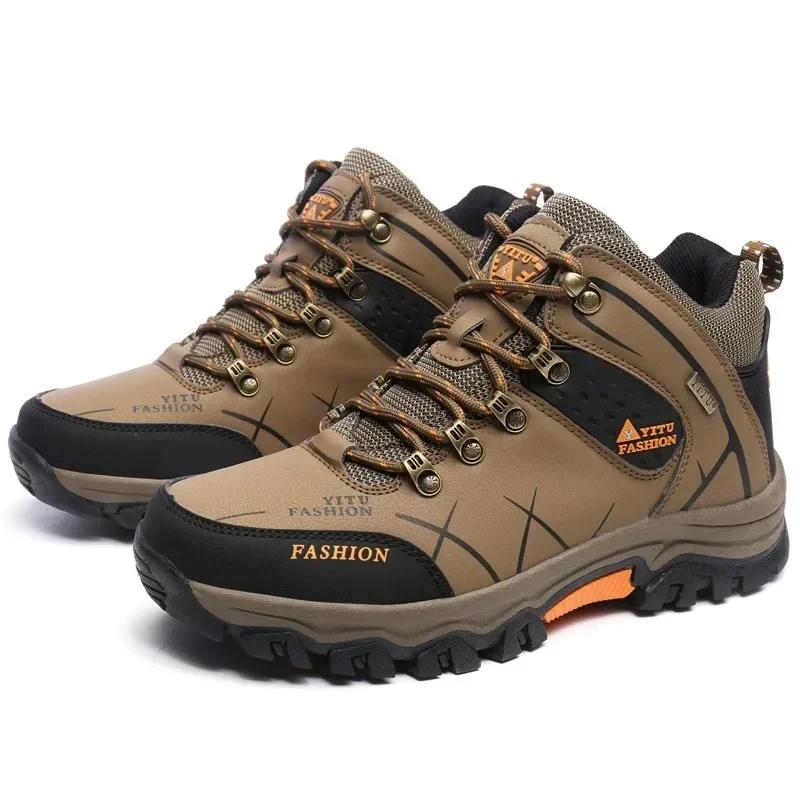 

Brand Male Winter Snow Boots Waterproof Leather Sneakers Warm Men s Boots Outdoor Male Hiking Botas Work Shoes Men Size 39-47 47 хаки