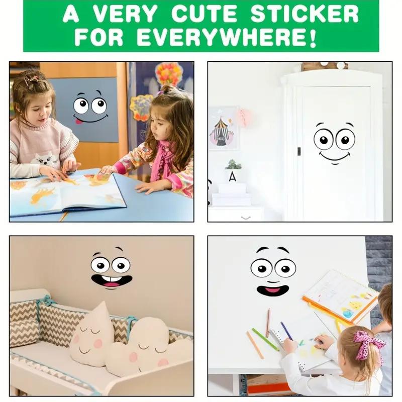4 sheets/Set Cartoon Face Stickers,Self-Adhesive, Plastic Surface Compatible,Home Decoration Suitable for Trash Can, oilet Decor