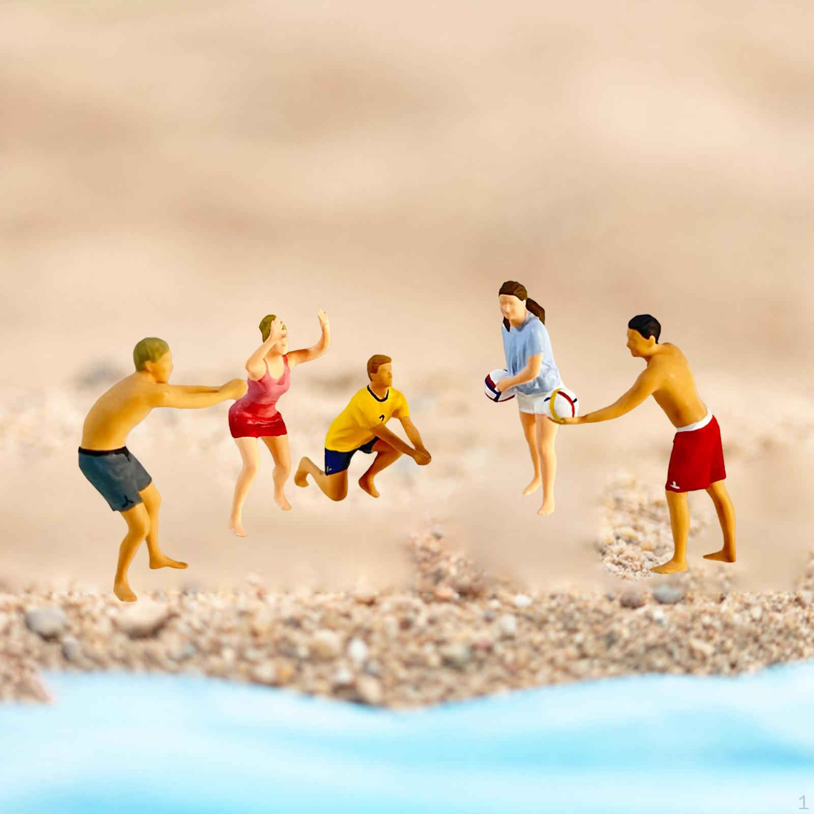 5 Pieces 1:64 Scale Miniature Figures Scene Models Beach Volleyball Tiny Diorama for