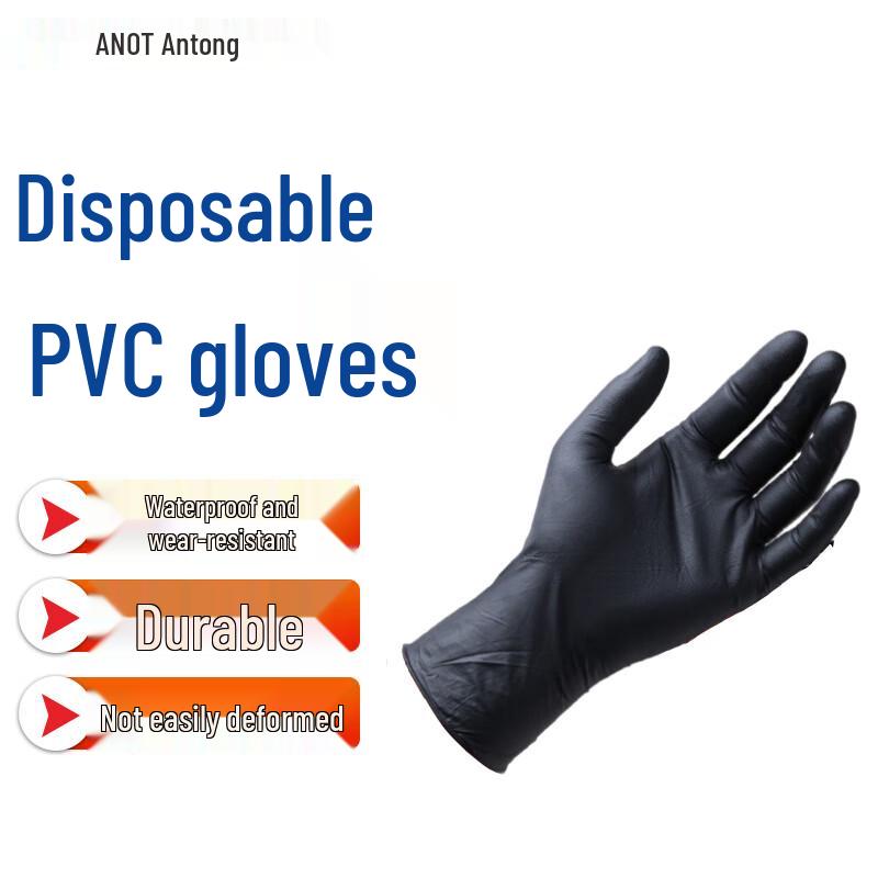 Andatong Disposable Black PVC Industrial Gloves M