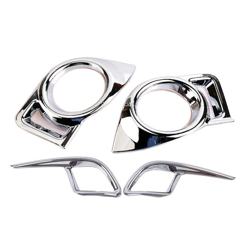Chrome For Toyota Highlander 2015 2016 2017 Car Exterior Front Rear Fog Light Lamp Foglight Decor Frame Cover Accessories