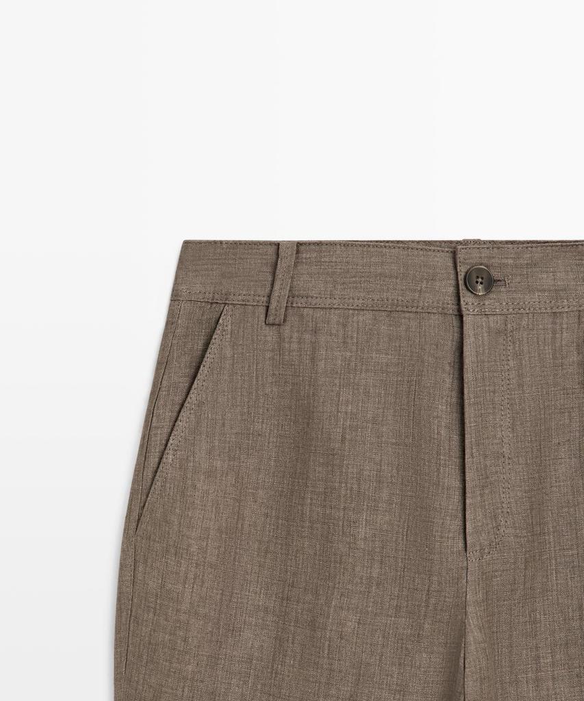 Masimodutti Linen Crop Kick Flare Pants