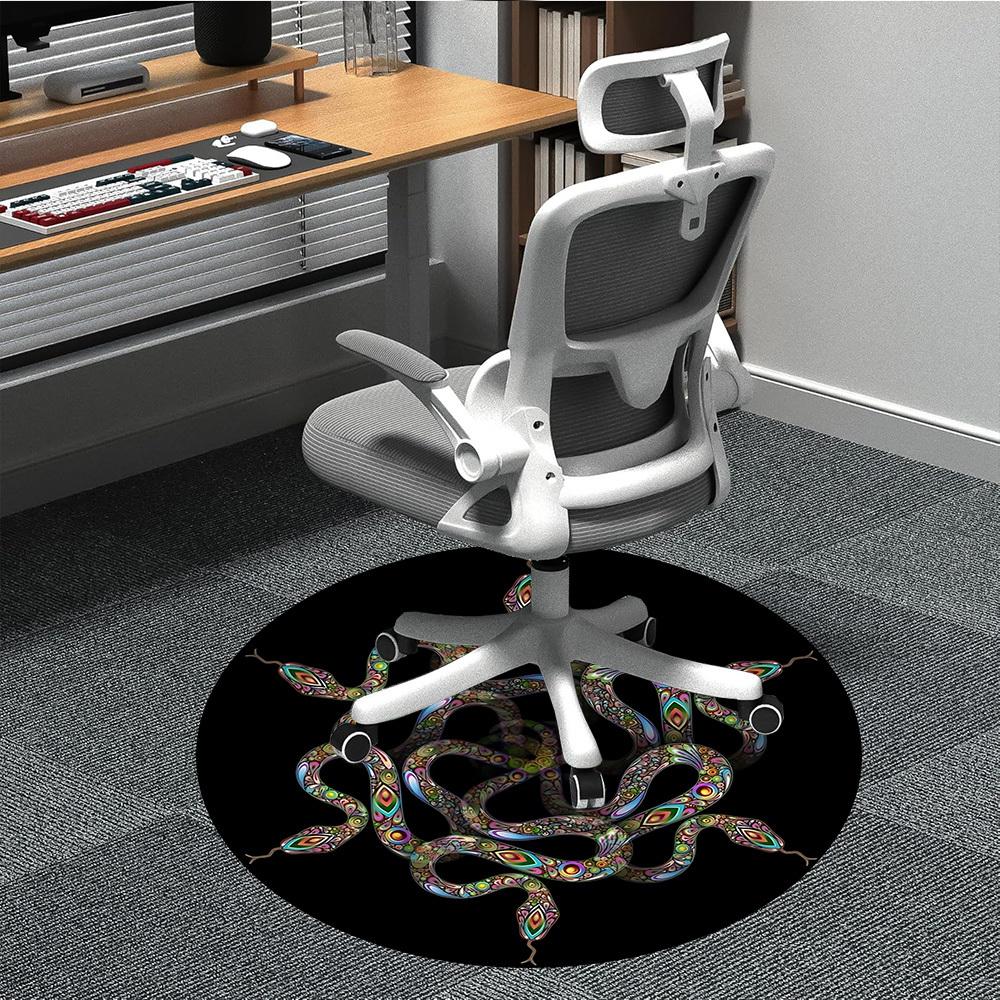 

1pc Snakes, Mandala Chair Carpet for Office, Round Non Slip Durable Large Size Office Carpet, Suitable for Office 80cm
