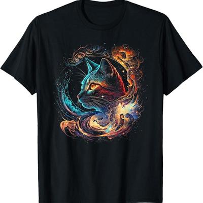 Cat In The Galaxy And Space Kitten Head T Shirt