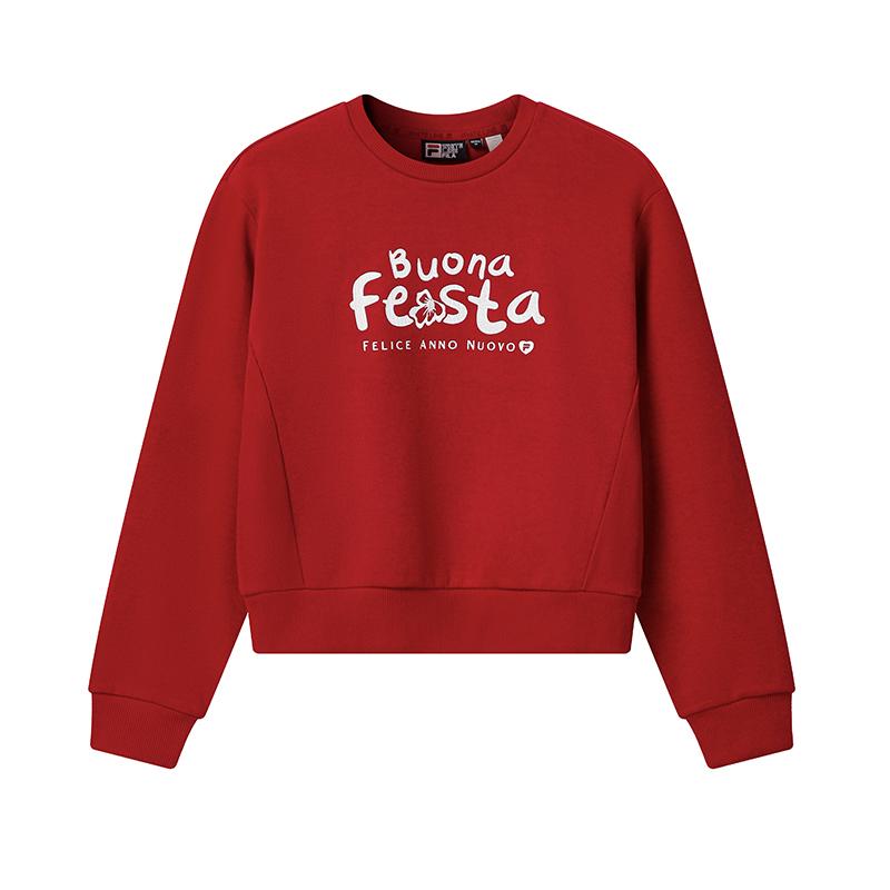 

FILA CNY Ready To Take Off Spring Fashion Classic Simple Retro Embroidered Casual Versatile Pullover Short Sweatshirt Women sweatshirt F11W619223FPK XS