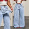 Dżinsowe Spodnie Damskie Jeansy Vintage Szerokie Nogawki Długie Spodnie Wysoki Stan Proste Spodnie Y2k Streetwear Eleganckie Łączone robocze Codzienne Luźne