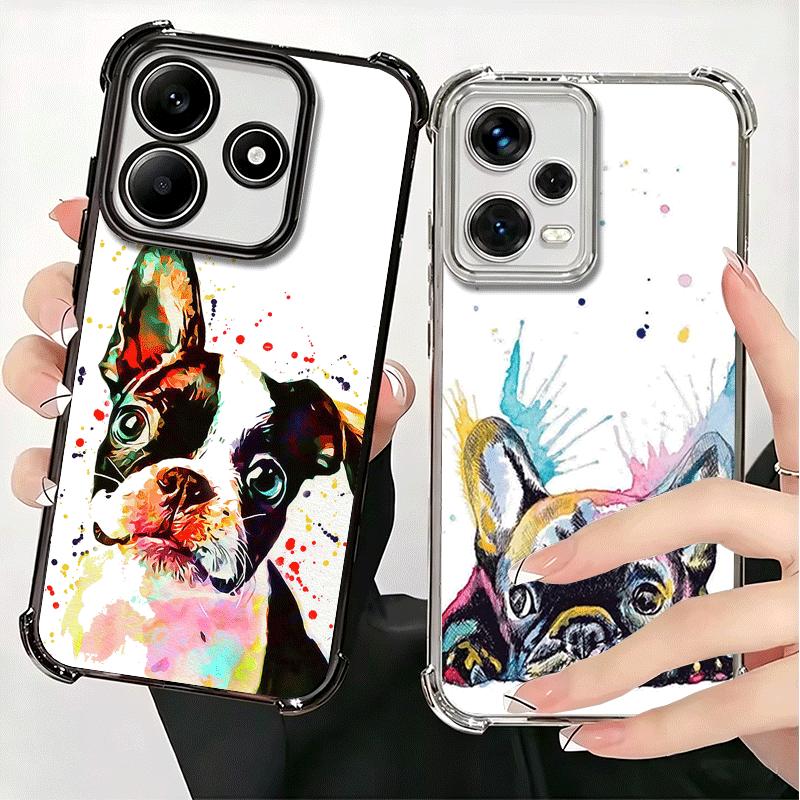 French Bulldog Dog Pug Design Plating Phone Case For Xiaomi Redmi Note 14 15 Pro Plus 13 12 11 11S 11T 10 9S 9 5G Anti-Fall Aira