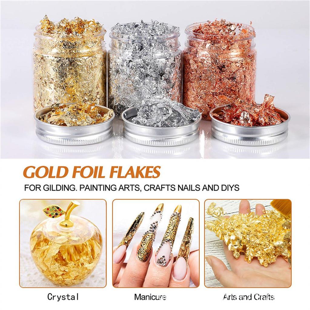 Gold And  Imitation Copper Foil Flash Foil Foil Nail Decoration DIY Loose Foil 3 Grams 3 PCs