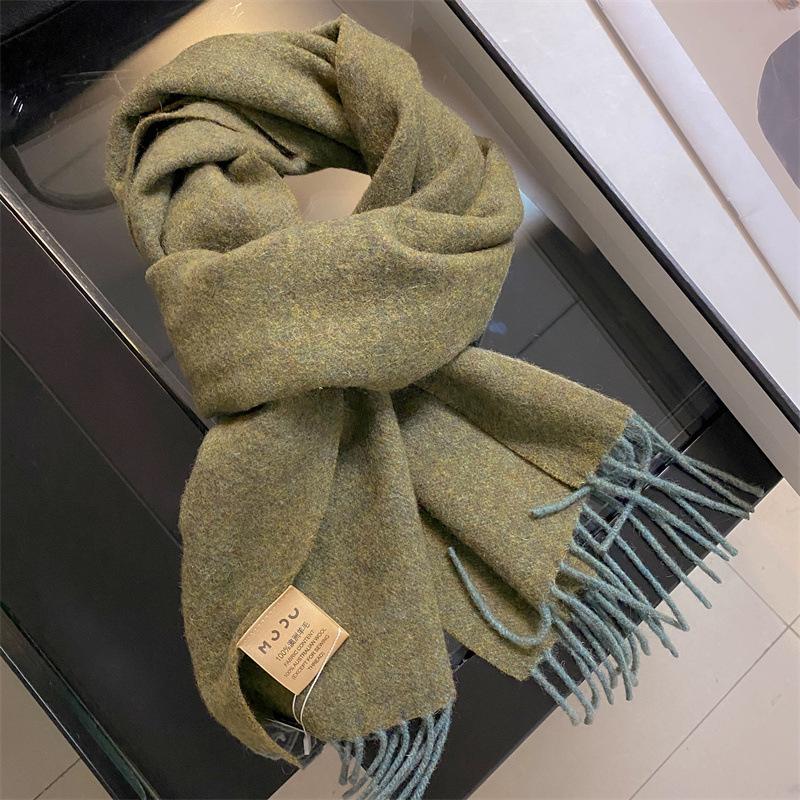 100 wool clip flower solid color scarf women's winter new unisex high-end versatile gift