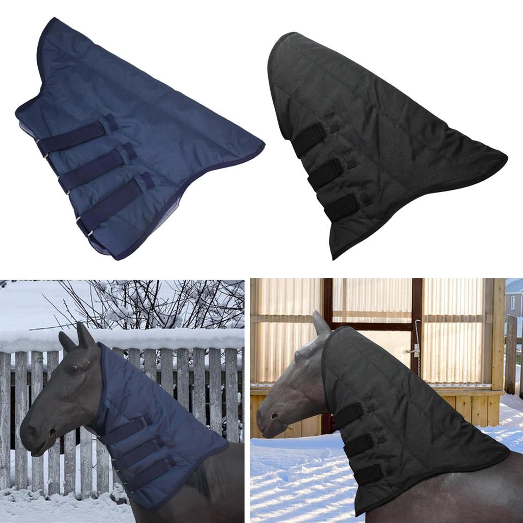 Waterproof Horse Neck Cover Thickened Filled Neck Warmer Protector with Three Straps for Cold Weather Equestrian Riding