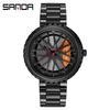 Sanda TEMU Men's Waterproof Quartz Watch with Hollow Dial and Steel Band