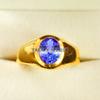 Tanzanite Oval Cut With 925 Sterling Silver Gold Plated Ring For Men's #B670 JL375688156519