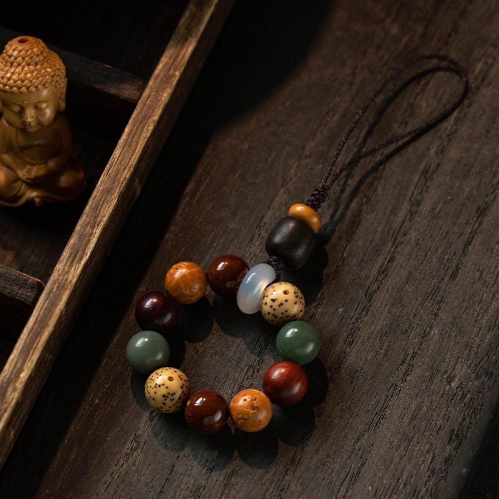 

Bag Hanging Wooden Beaded Pendant Tibet Beads Lanyard Creative Car Key Ring Backpack Decor Style B