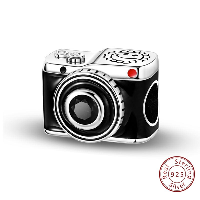 

S Copper Charms Beads Pendant Black Camera Beads Fit Original Bracelet Charms Women Fashionable Jewelry
