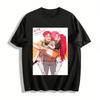 Funny Anime Three-Person Interaction Print Top Trendy Unisex T-Shirt With Jealous Scene Pure Cotton T-shirt
