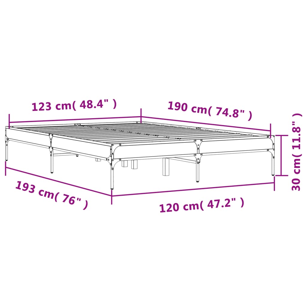 Bed Frame Black 120 x 190 cm Particleboard and Metal