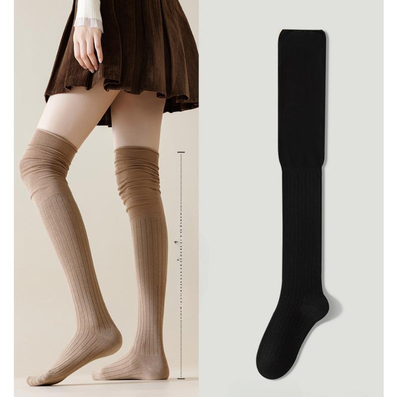 

Летние тонкие, утягивающие, гольфы до колена для женщин, однотонные свободные гольфы до бедра, высокие хлопковые носки 1 pair