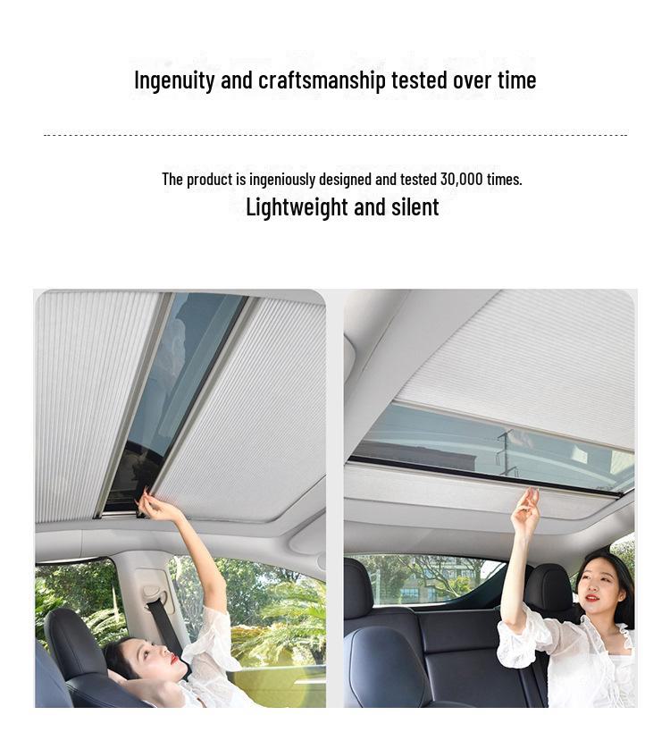 Tesla Model 3/Y Magnetic Retractable Sunshade for Roof Skylight